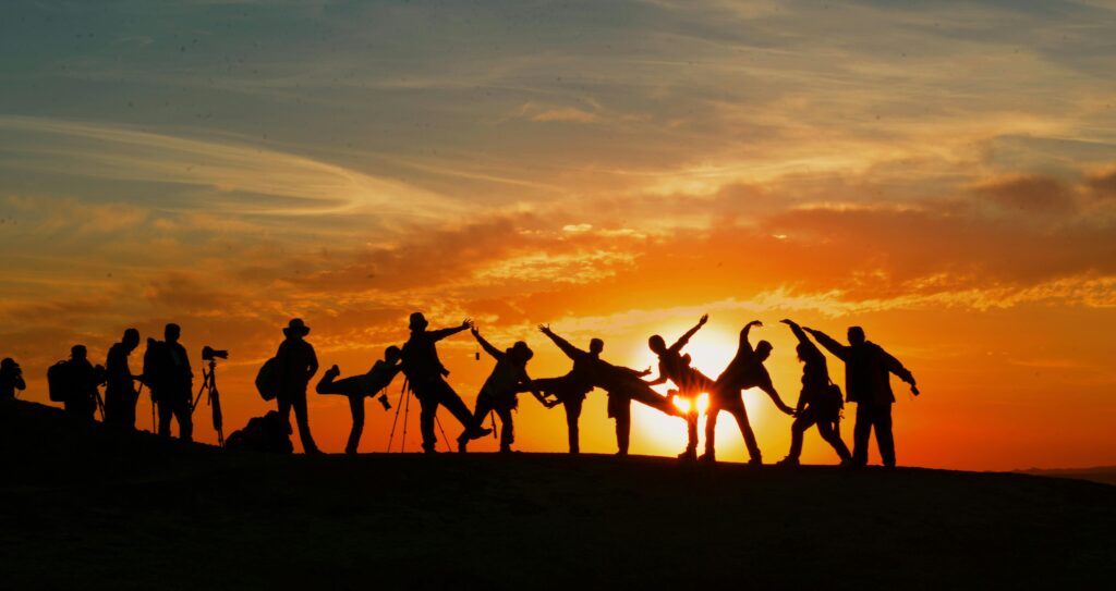 Silhouette of People during Golden Hour